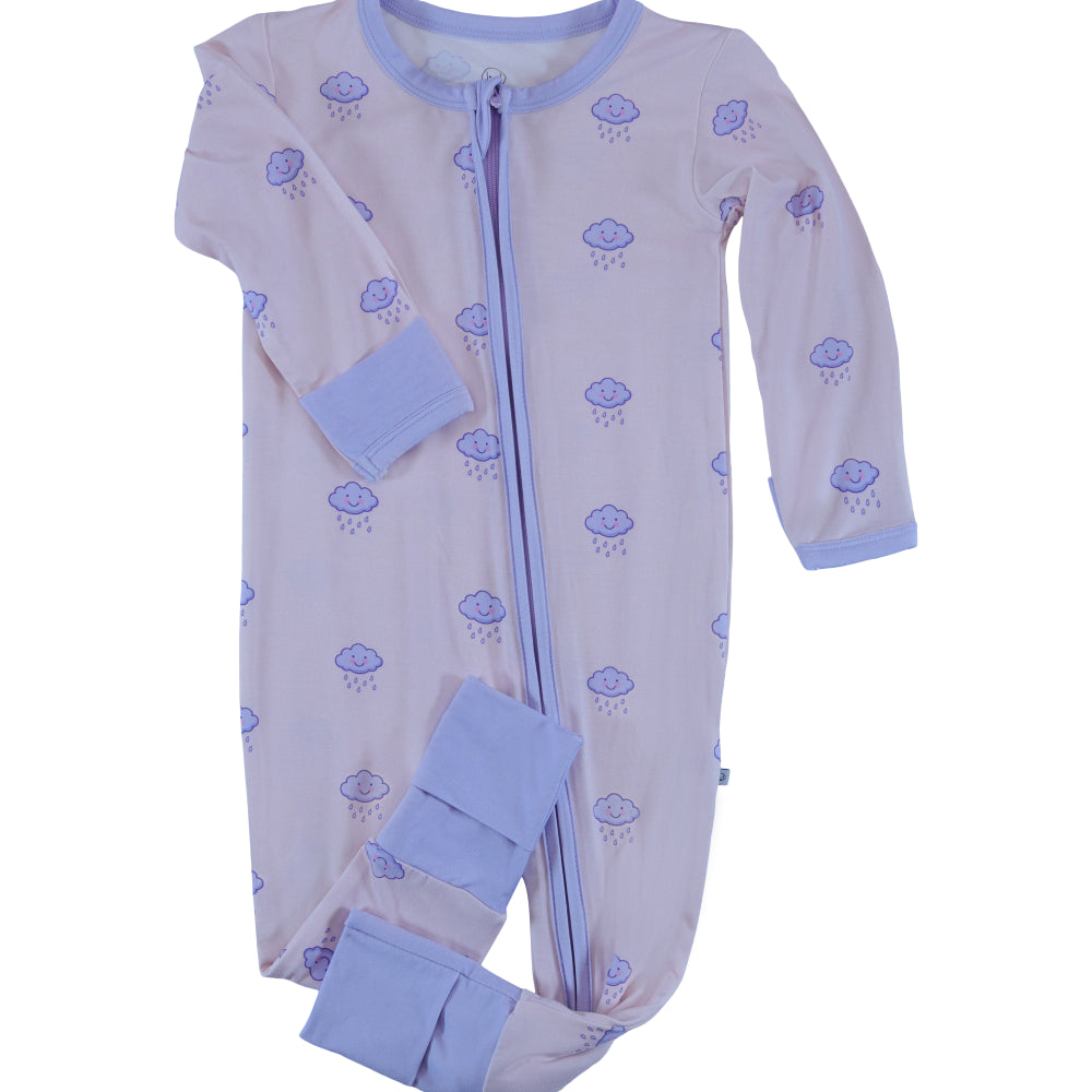bamboo zipper footie rain cloud