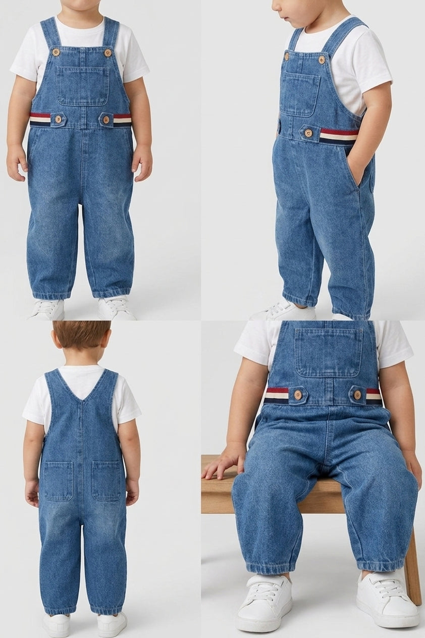 Obi Ribbon Trim Denim Overalls