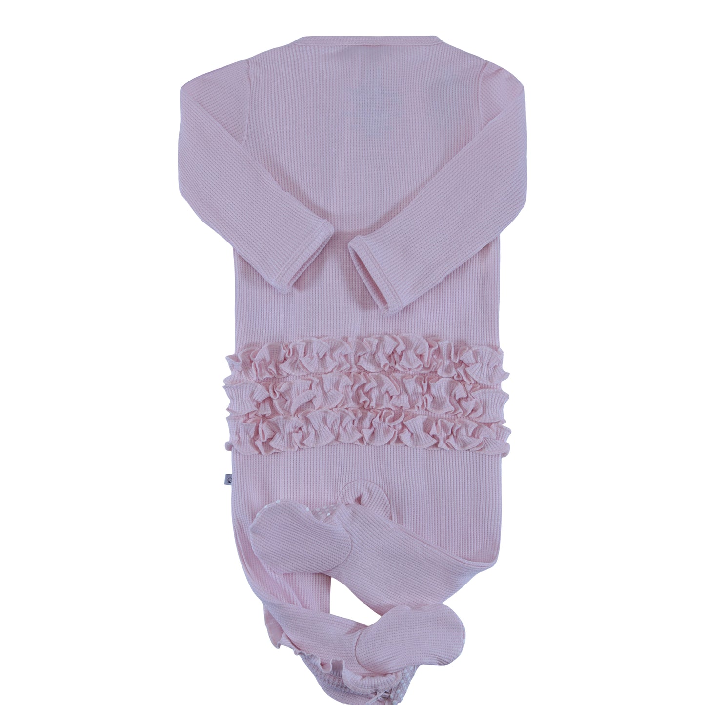 waffle ruffle zipper footie pink cloud