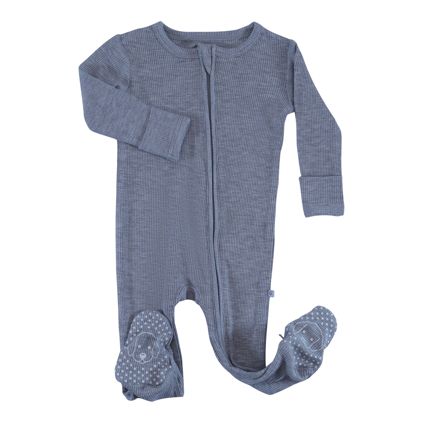 waffle zipper footie slate