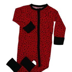 ladybug high contrast bamboo zipper footie for boy