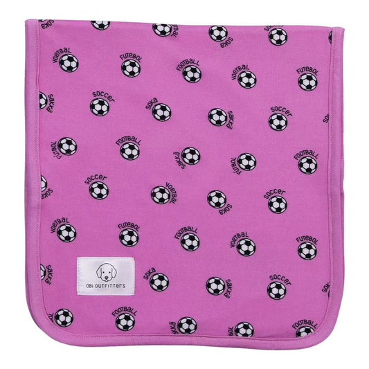 Pink World Soccer Bamboo Burp Cloth