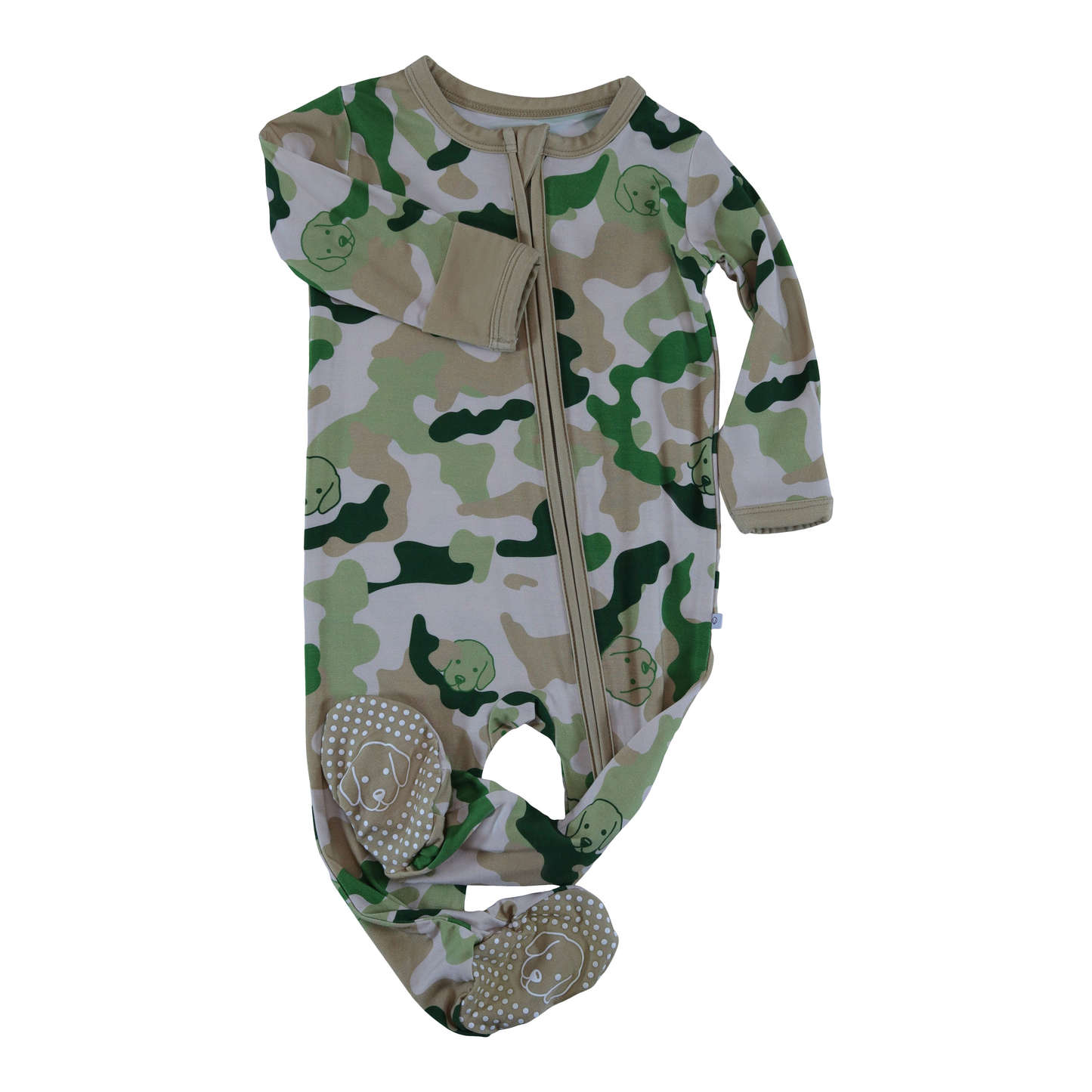 bamboo zipper footie green camo collection