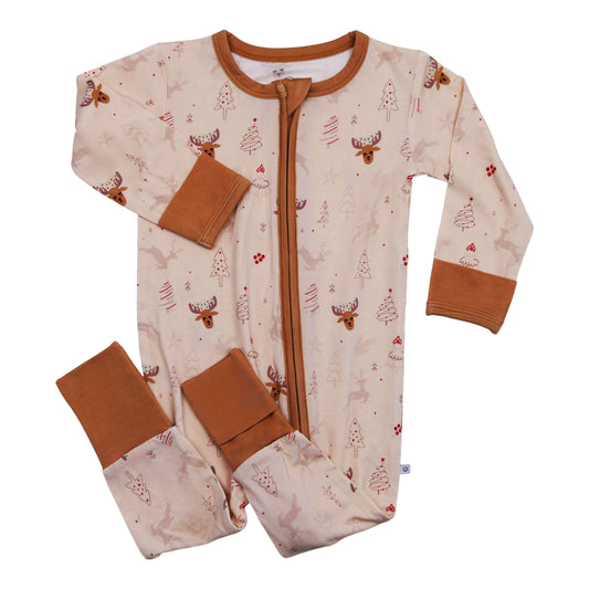Bamboo Zipper Footie Reindeer