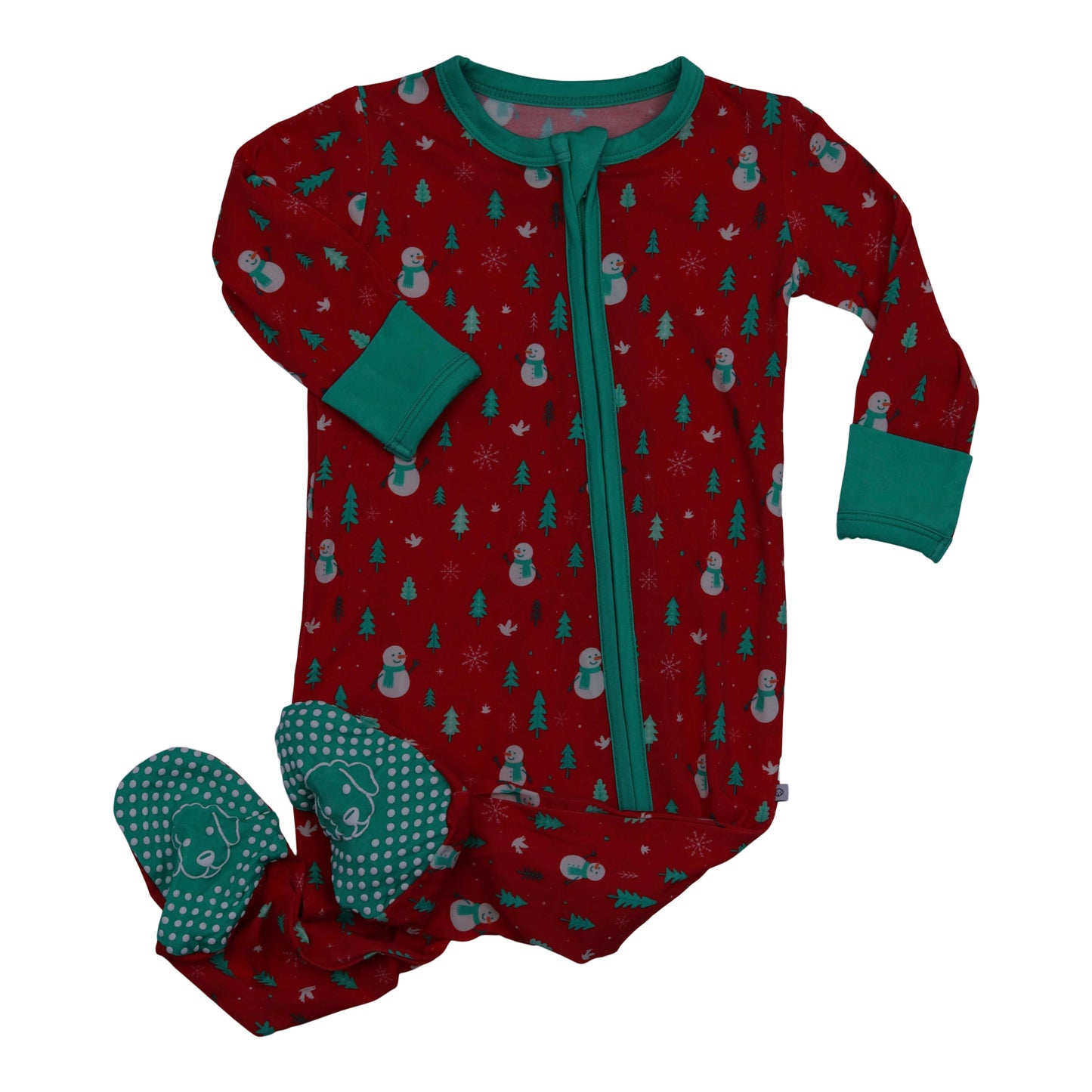 Bamboo Zipper Footie Snowman