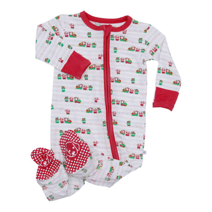 Bamboo Zipper Footie Santa Train