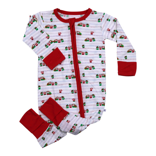 Bamboo Zipper Footie Santa Train