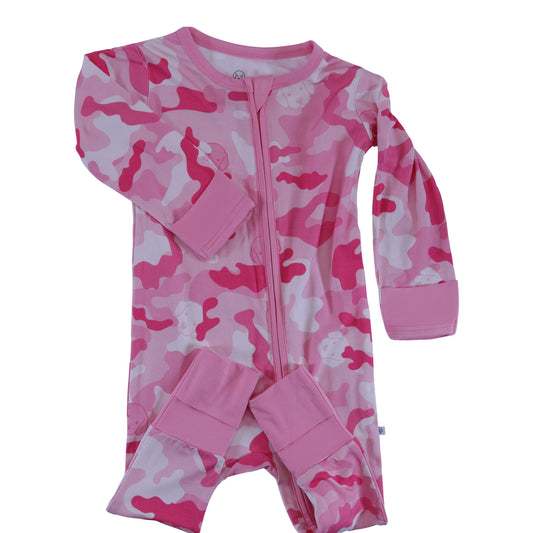 bamboo zipper footie pink camo collection