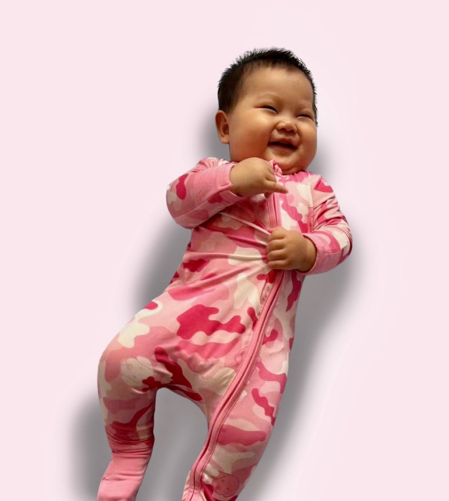 bamboo zipper footie pink camo collection