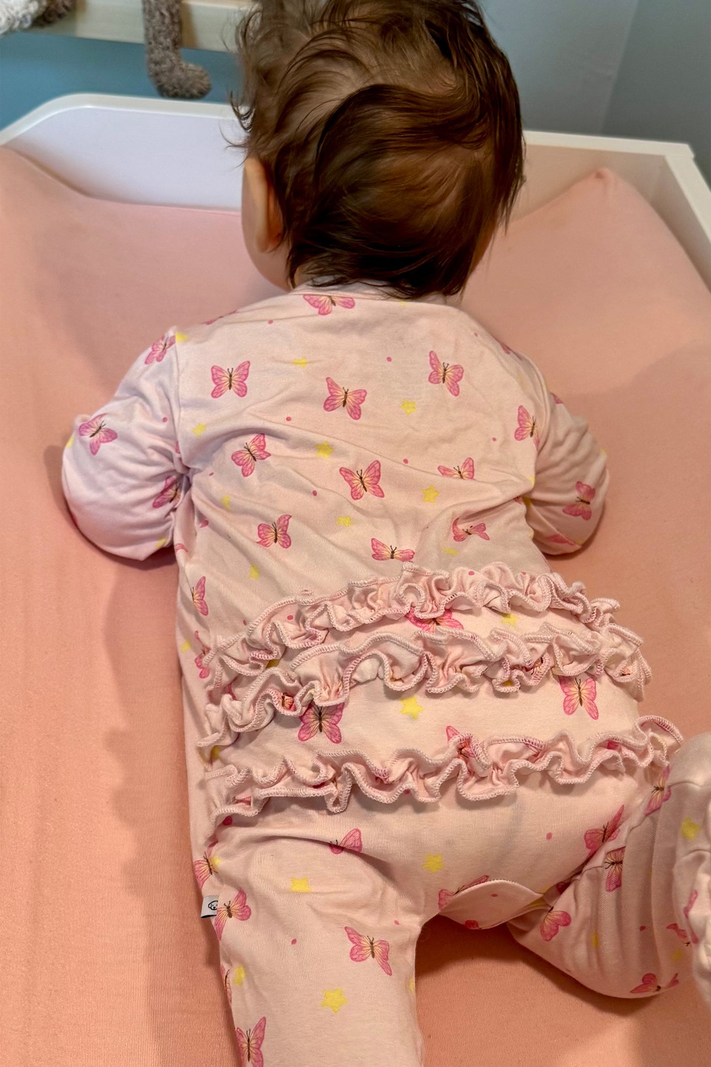 bamboo ruffle zipper butterfly footie