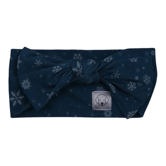 Christmas Head Wrap Bow Snow Flakes Hanukkah Blue