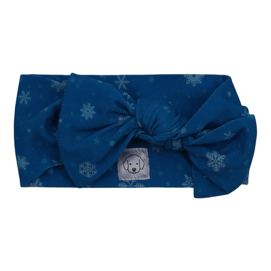 Christmas Head Wrap Bow Snow Flakes Bright