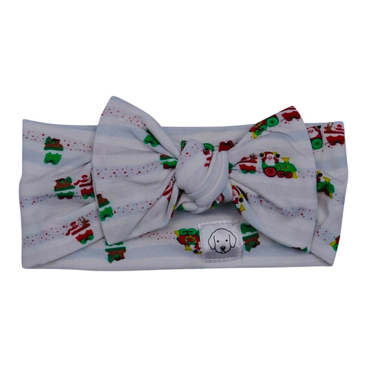 Christmas Head Wrap Bow Santa Train