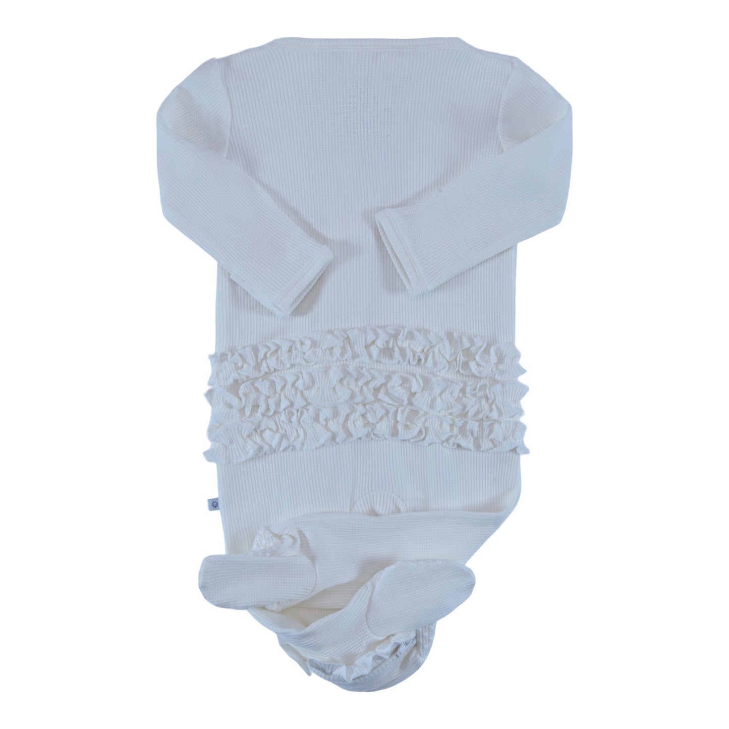 waffle ruffle zipper footie creamy ivory