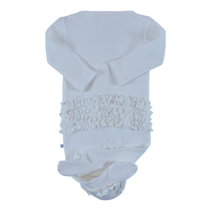 waffle ruffle zipper footie creamy ivory
