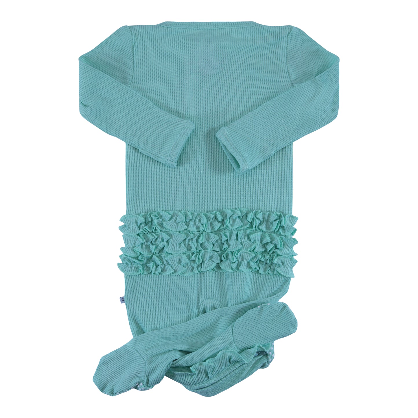 waffle ruffle zipper footie mint cream