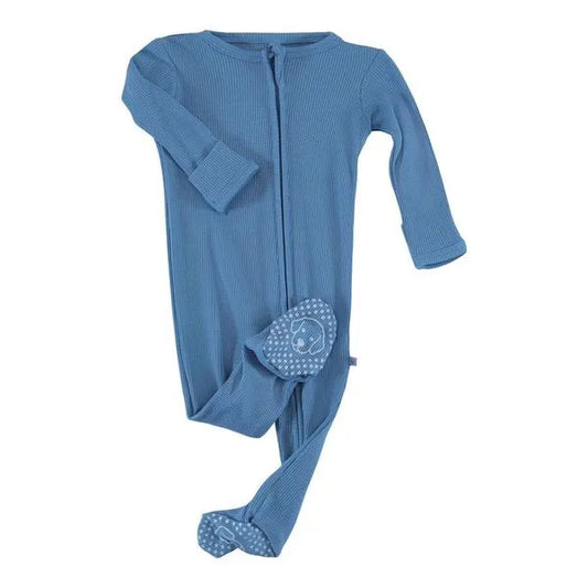 waffle zipper footie cozy mist