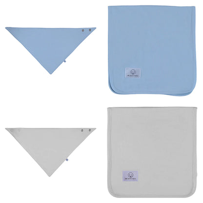 Blue Mist & Silver Bib & Burp Cloth Set