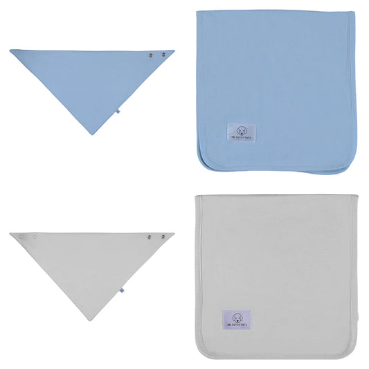 Blue Mist & Silver Bib & Burp Cloth Set