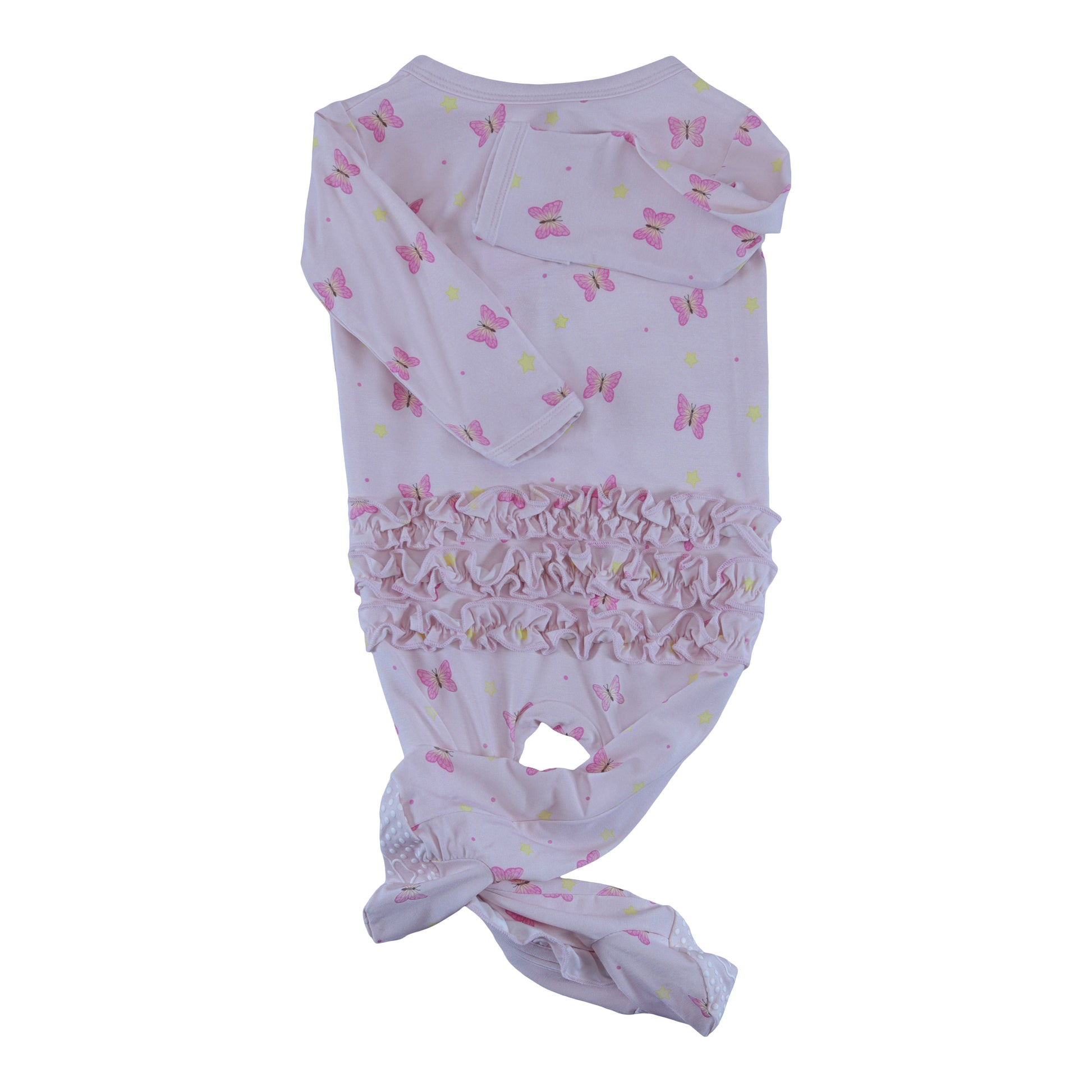 bamboo ruffle zipper butterfly footie