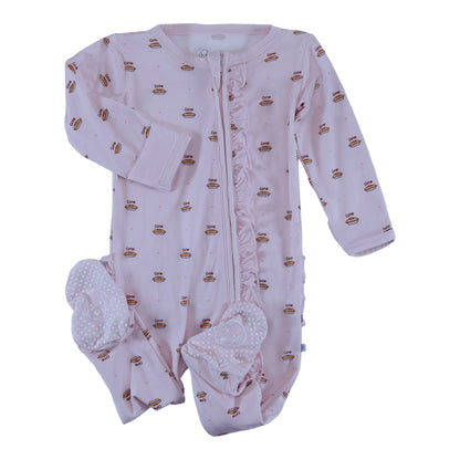 bamboo ruffle zipper footie cutie pie whimsical collection for girl