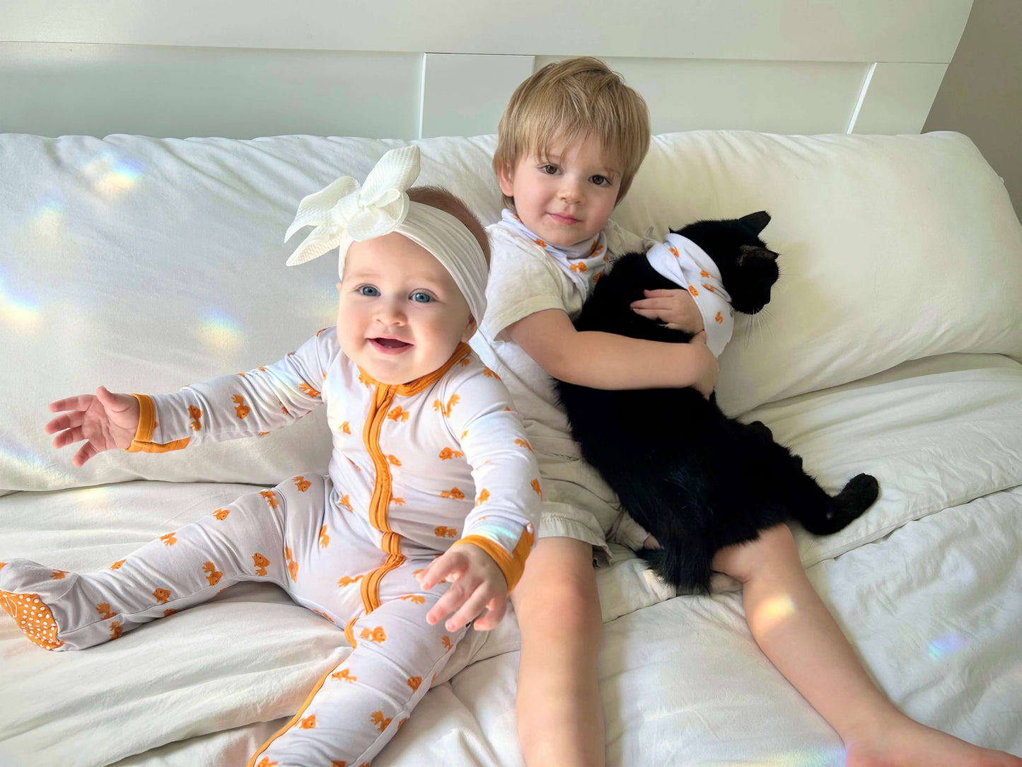 bamboo zipper footie gold fish for boy