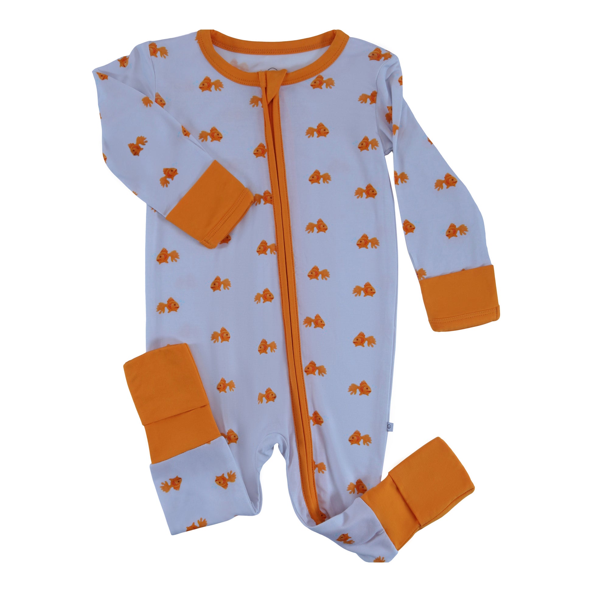 bamboo zipper footie gold fish for girl