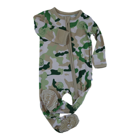 bamboo zipper footie green camo collection for boy