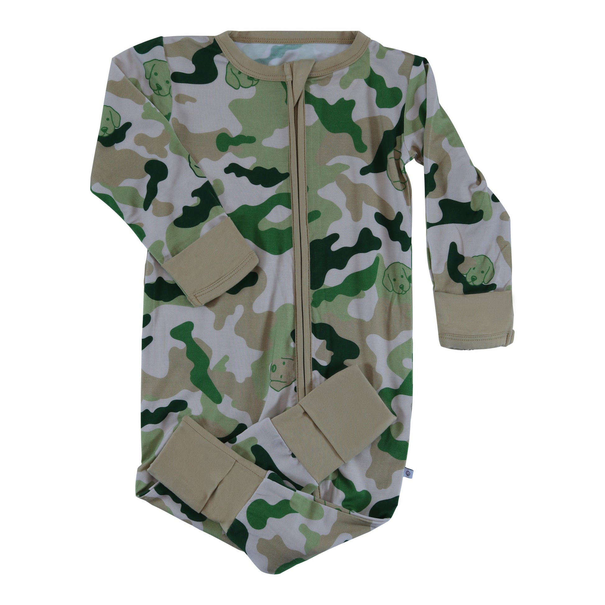 bamboo zipper footie green camo collection