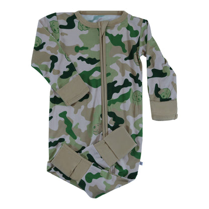 bamboo zipper footie green camo collection
