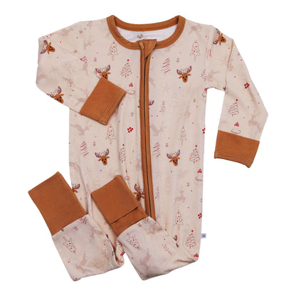 bamboo zipper reindeer christmas outfit boy girl