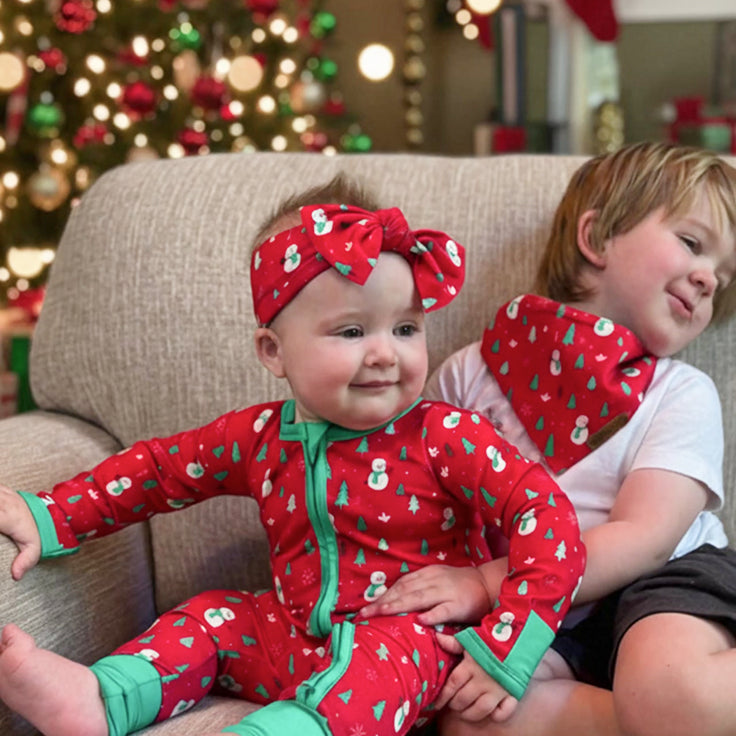 Bamboo Zipper Romper Snowman Christmas Outfit
