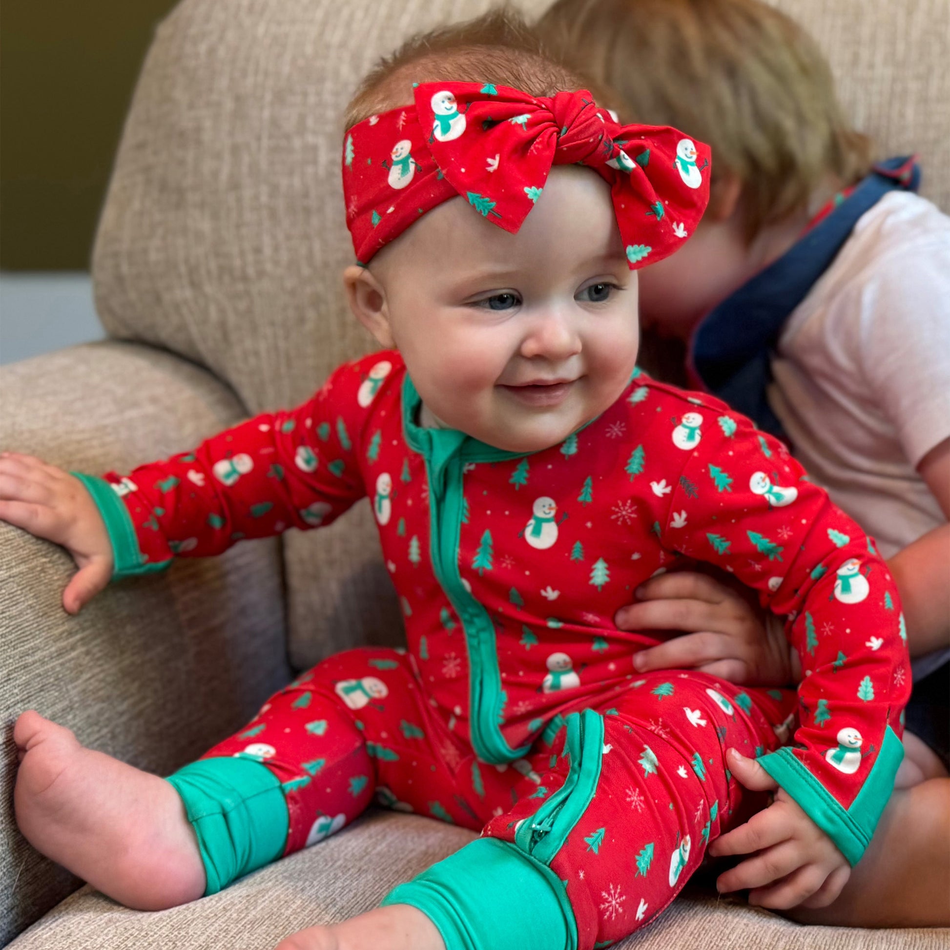 bamboo zipper snowman christmas outfit girl