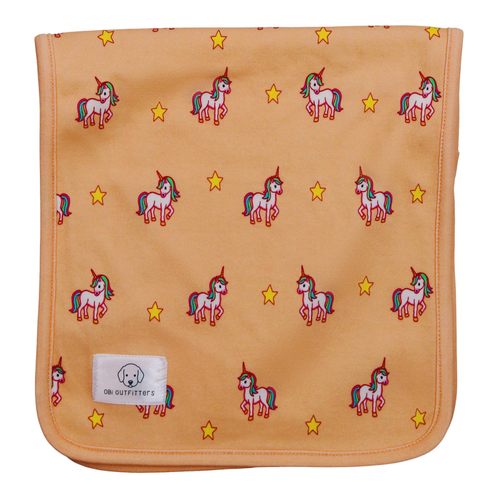 burp cloth organic cotton peach unicorn