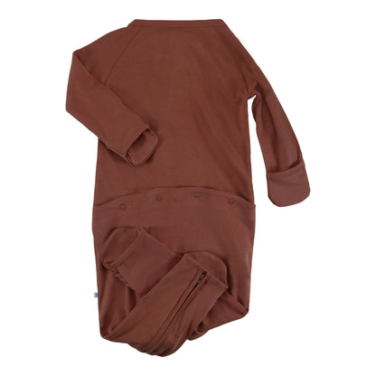 convertible zip romper brown sugar for baby boy