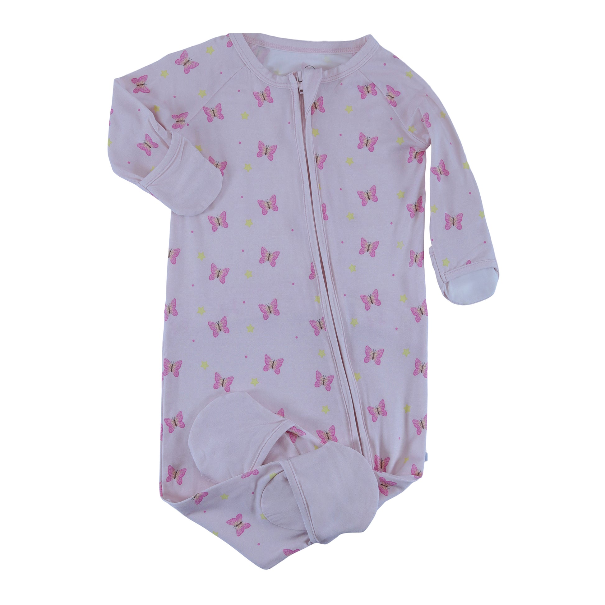 convertible zip romper butterflies