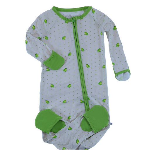 convertible zip romper frogs for baby girl