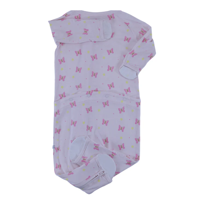 convertible zip romper butterflies