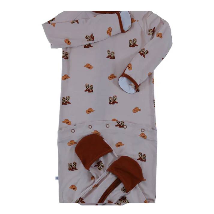 convertible zip romper cowboy boots & hats