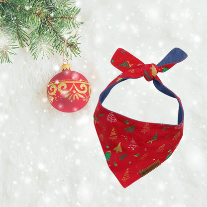 Christmas Puppy Bandana Red Christmas Tree Fun
