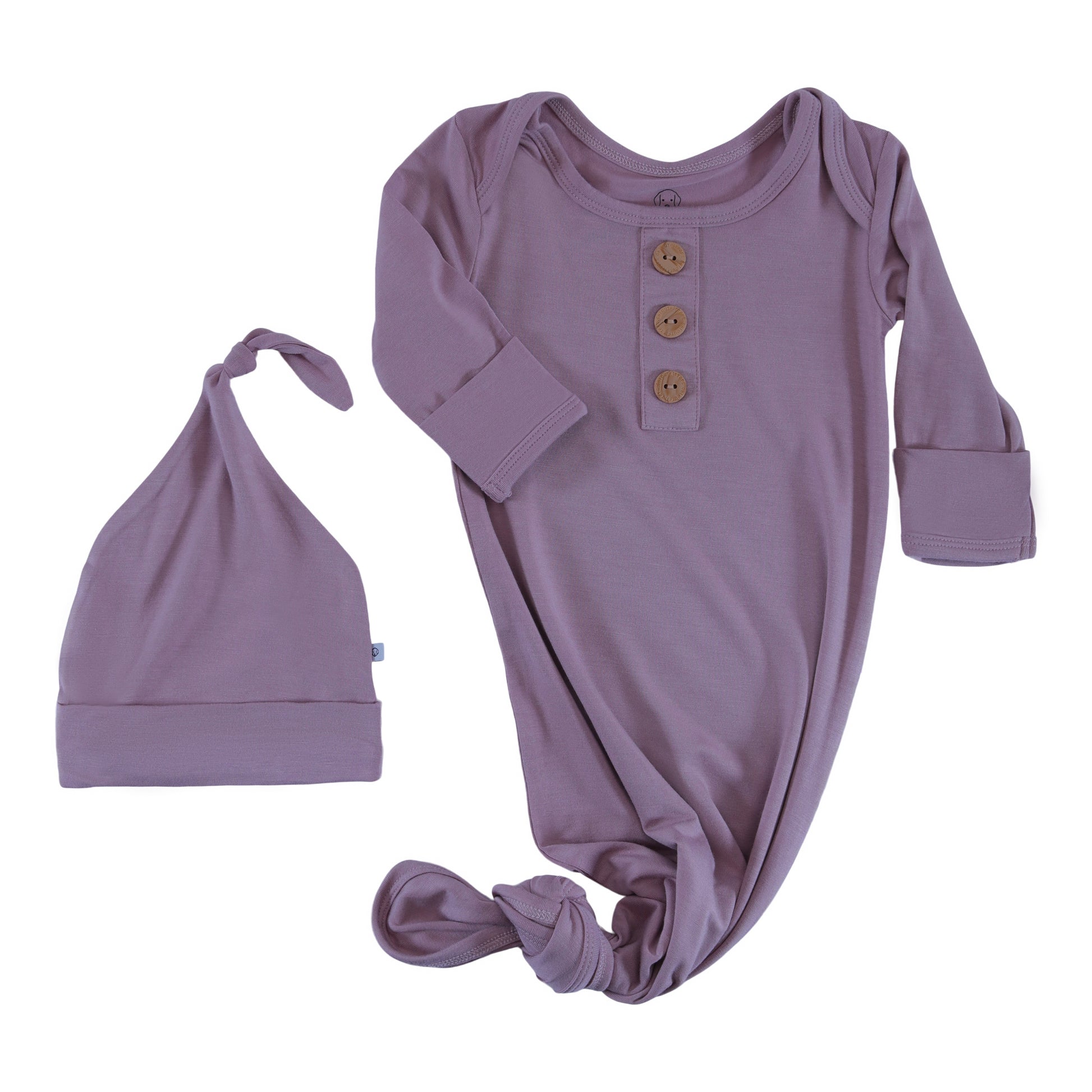 knotted gowns eggplant