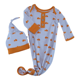 knotted pattern gown gold fish for baby girl and boy