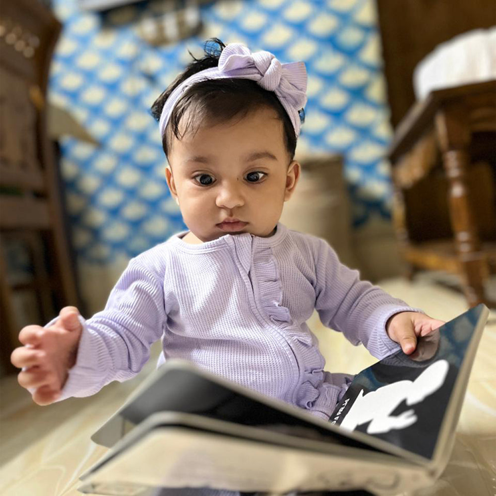 lavender hush waffle baby footie