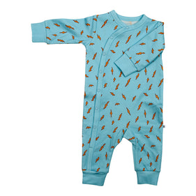 obi organic cotton kimono side snap blue lightning bolts baby boy