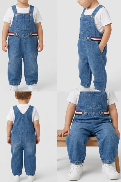 Obi Ribbon Trim Denim Overalls