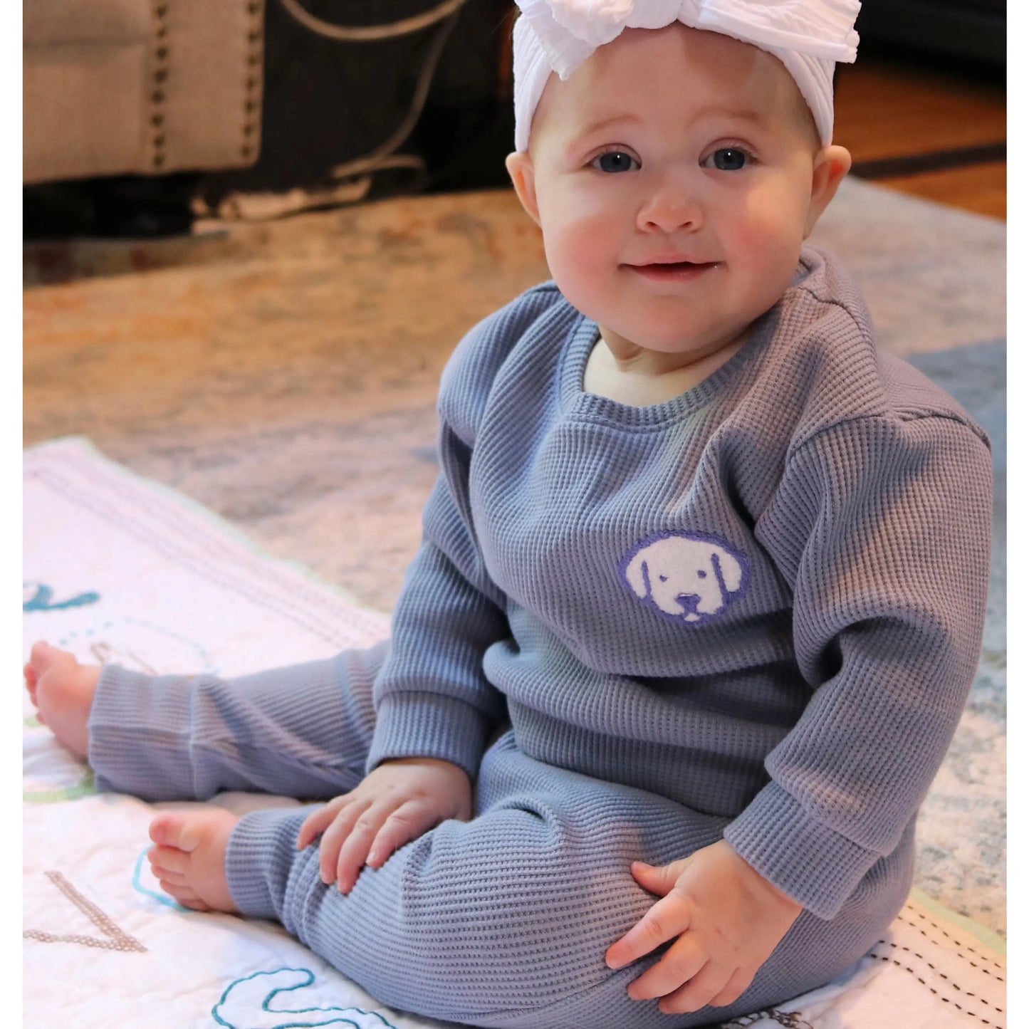 obi waffle knit athletic set splash blue