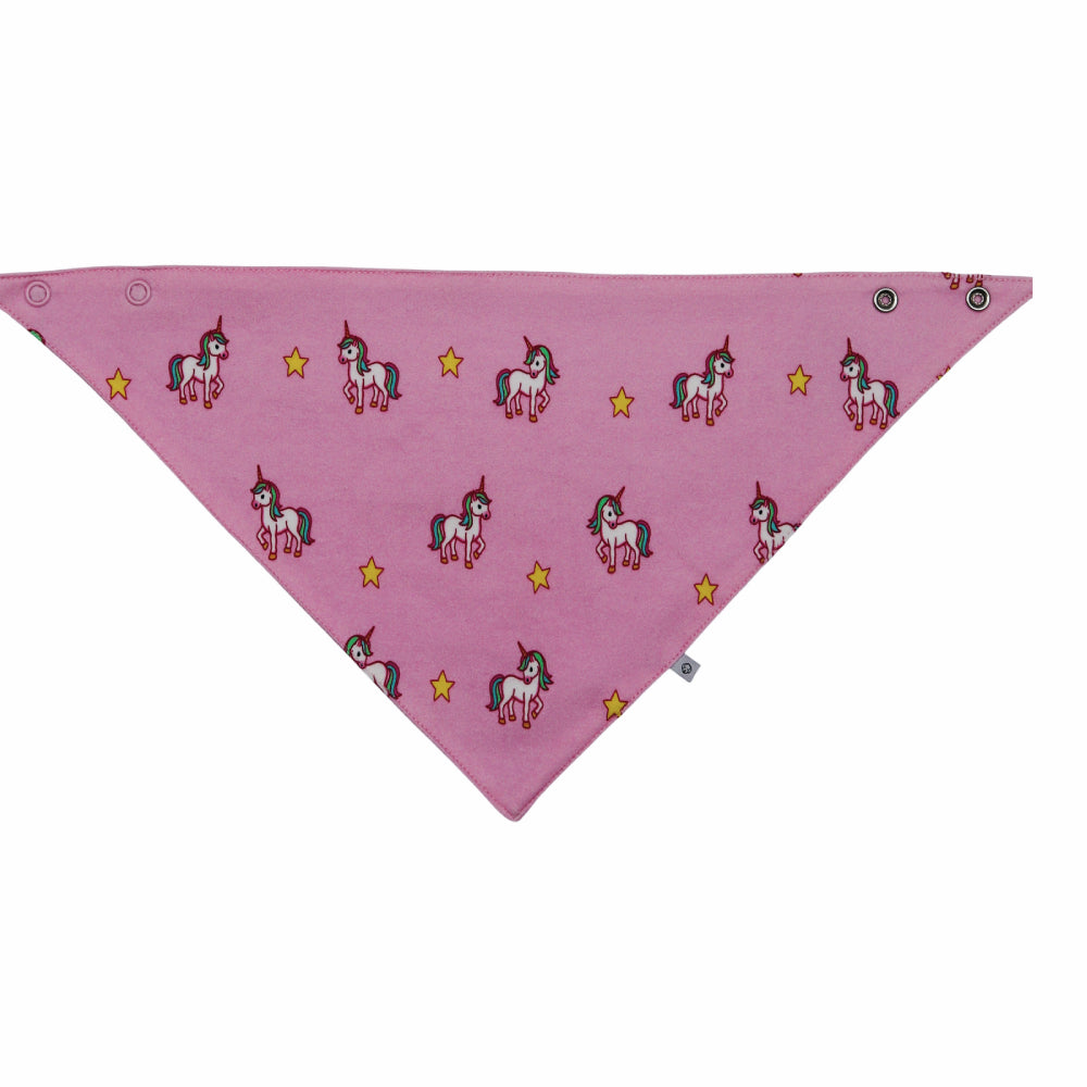 organic cotton baby bib pink unicorn