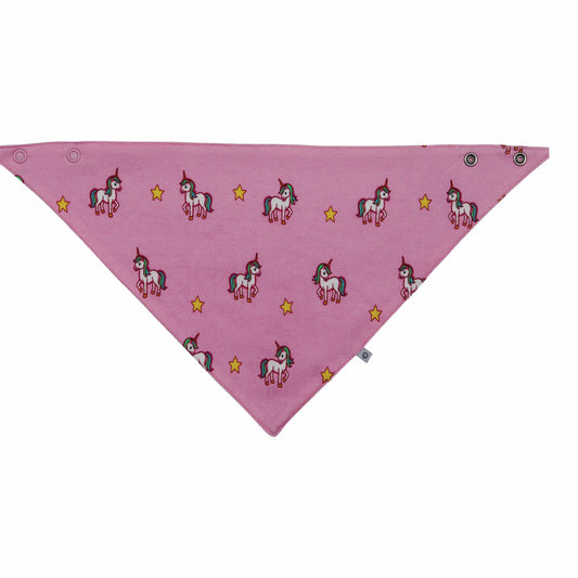 organic cotton baby bib pink unicorn