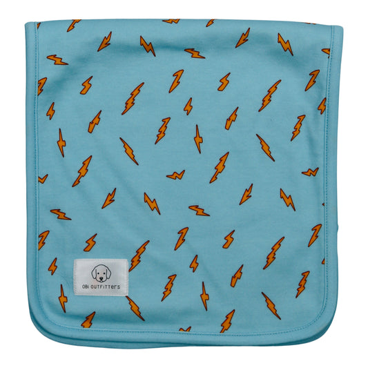 organic cotton burp cloth blue lightning bolts for baby boy