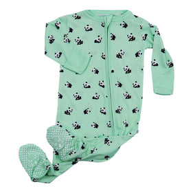 pandas high contrast bamboo zipper footie boy girl